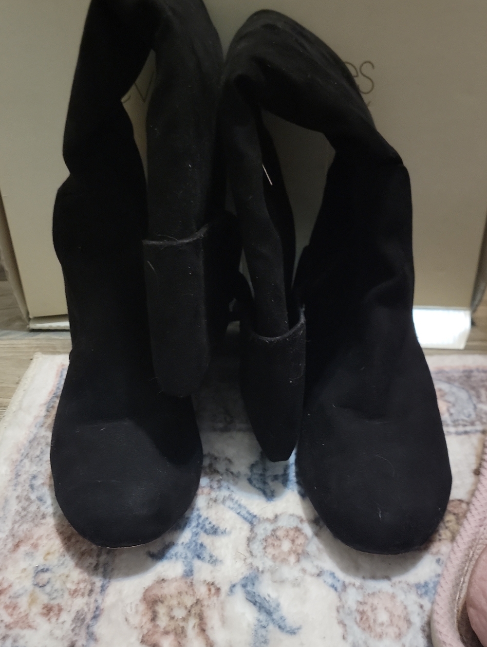 New York & Company Black Suede Low Heel Boots